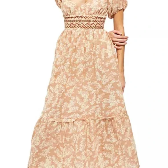 gypsy maxi dress Gold Dust Stripe Maxi Dress With Side Slits by Surf Gypsy = Tan / White